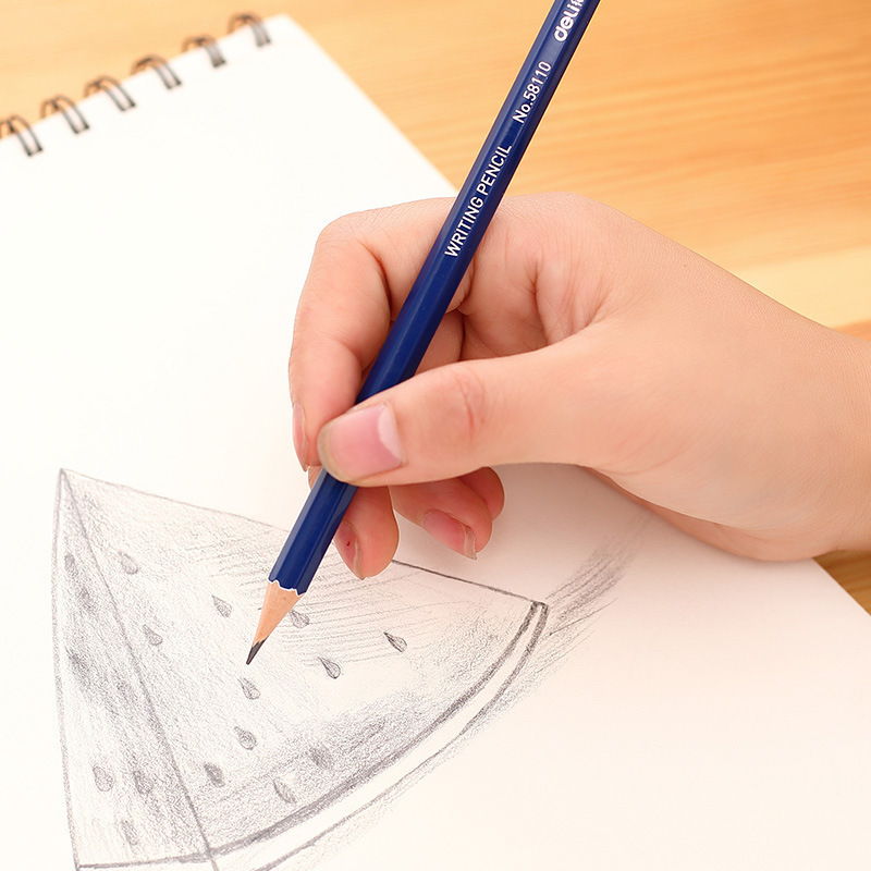 Deli stationery children's HB pencil primary school writing pen painting sketch pen paper box student 2B pencil wholesale