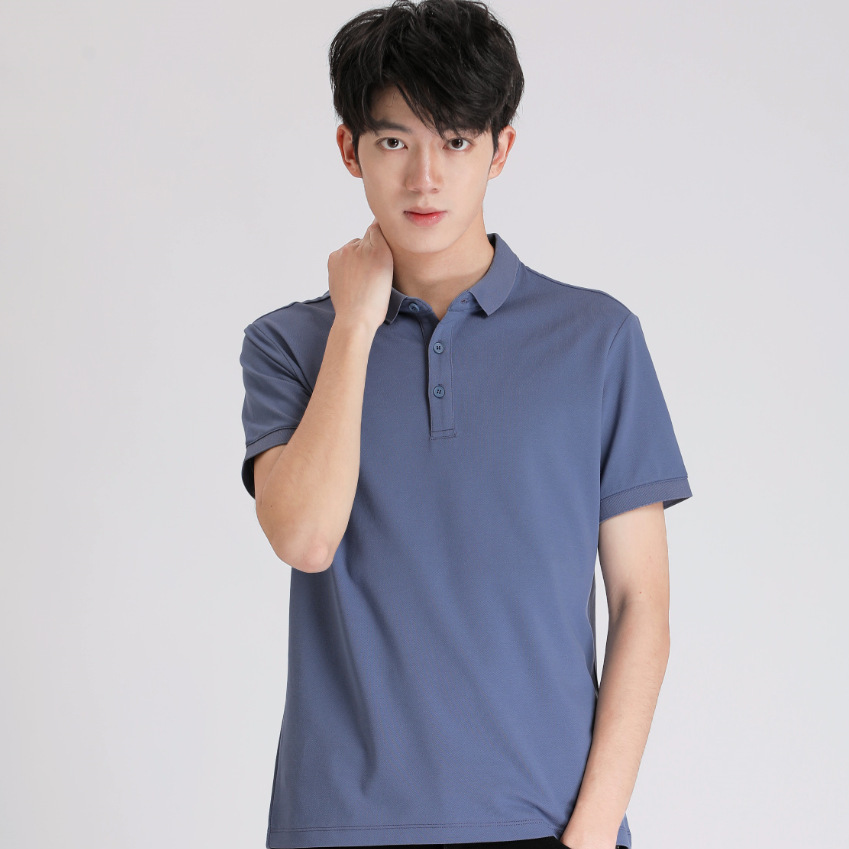 Summer new style polo shirt solid color men's lapel work clothes short-sleeved Korean style large size golf men's polo shirt