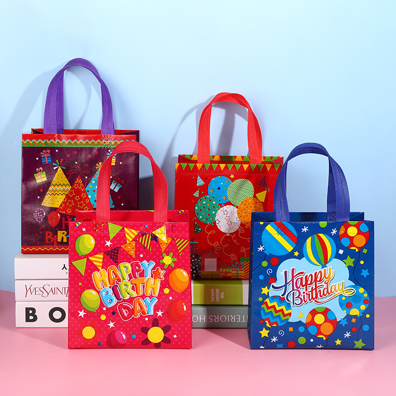 Amazon Cross-Border Non-Woven Bag Birthday Series Tote Bag Cartoon Multipurpose Gift Packaging Candy Bag 2022