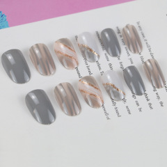 Factory direct sales of 24 pieces of wearable finished nail products wholesale fake nail finished product patches removable manicure stickers nail patches