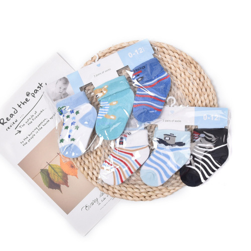 Baby socks for men and women, baby autumn and winter socks, type A cotton 3 pairs, anti-mouth, breathable, comfortable, non-stiffening baby socks