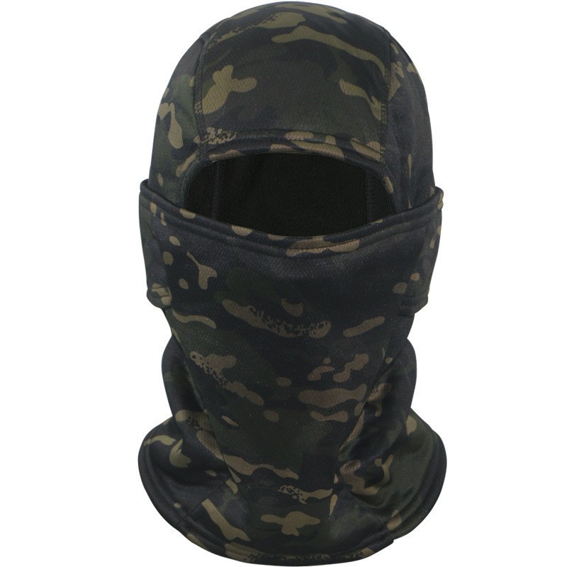 Camouflage plus velvet hood mask autumn and winter cycling anti-freeze ski helmet cycling windproof mask hat and neck scarf integrated