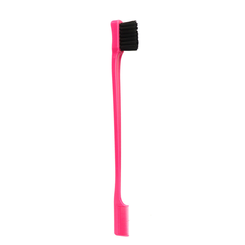 Foreign trade double-headed eyebrow brush dual-use single pig hair brush makeup brush broken hair finishing brush broken hair comb hairdressing tool