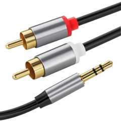 Manufacturer wholesale 3.5mm one-point two-turn double lotus audio cable audio computer mobile phone connection cable RCA audio cable