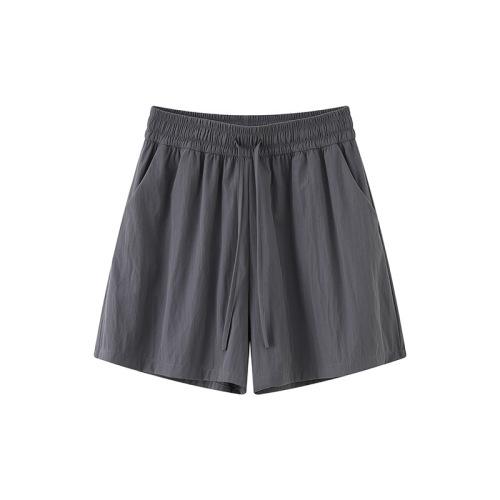 Blue ice silk Yamamoto shorts women's summer thin 2024 new high-waisted loose wide-leg pants casual sports five-point pants