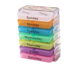 New color 28-compartment colored pill box with hooks, decomposable 4-compartment pill box, drawer-type 28-compartment plastic pill box