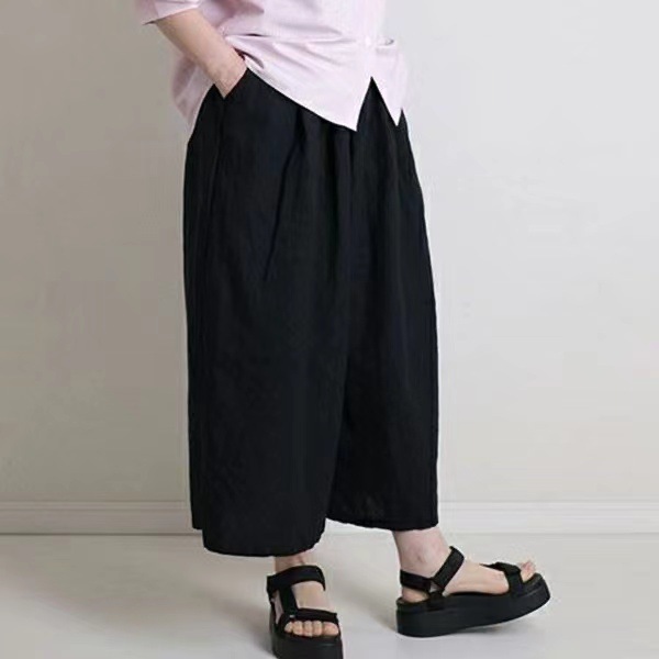 5 colors ready stock nine-point pants for women 2024 summer new style comfortable casual loose wide-leg pants