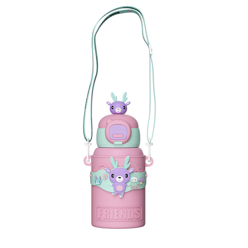 316 Cartoon Cute Children's Doll Thermos Cup High-Looking Portable Student Straw Fashion Gift Water Cup Wholesale