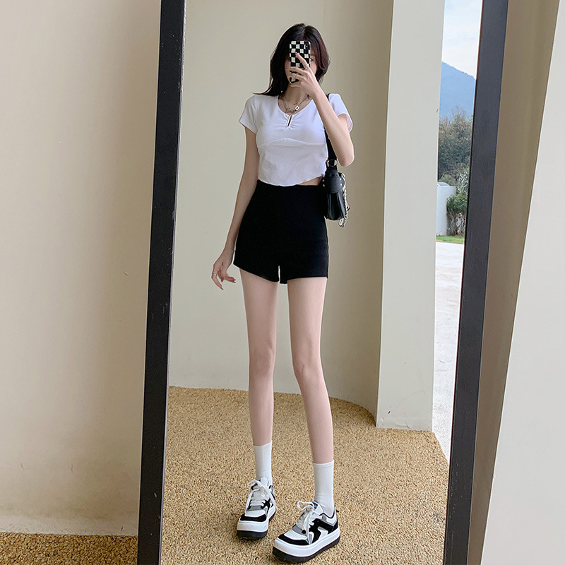 Missing bottoms, shorts, women's summer outer wear, thin, small, anti-exposure bottoming safety pants, all-purpose, versatile little black pants