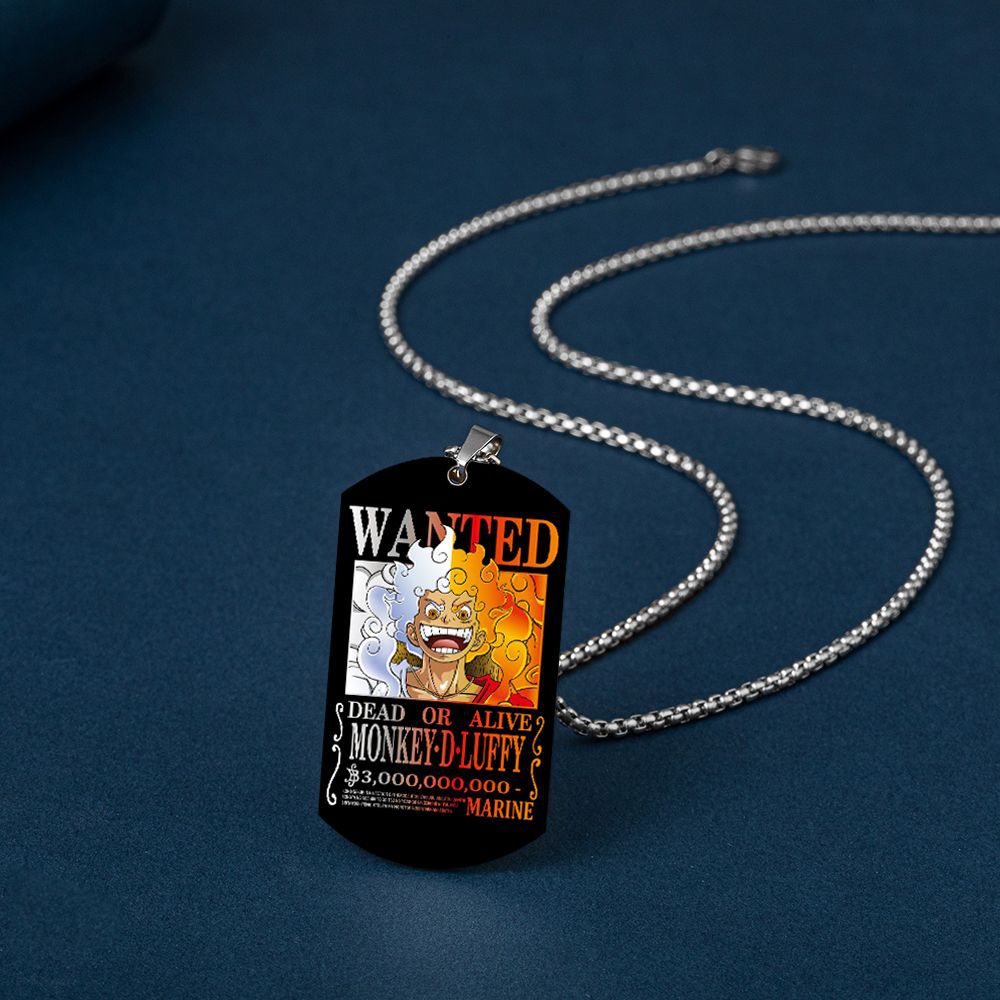 One Piece Luffy 3 Billion Bounty Order One Piece Wanted Order Color Printed Jewelry Stainless Steel Dog Tag Necklace