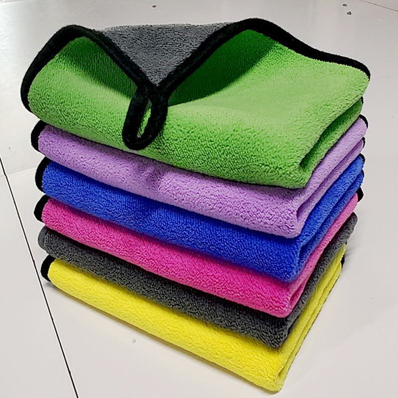 Factory wholesale coral velvet car wipes, car wash towels, double-sided cleaning rags, thickened water-absorbent car towels logo