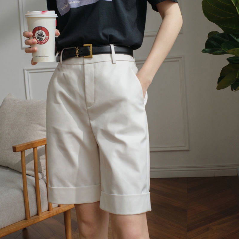 Suit shorts for women summer new Korean style high-waist slim straight pants khaki casual casual pants