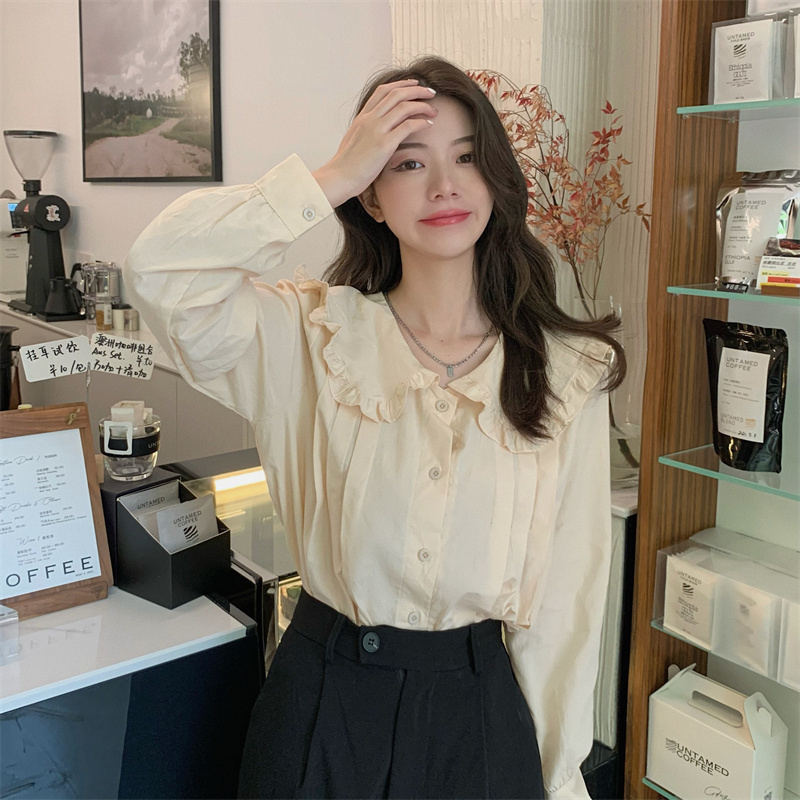Loose French niche design doll collar shirt top