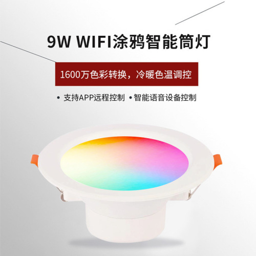 Tuya WIFI remote control smart downlight Tuya Zigbee downlight RGBCW full color Alexa Google voice