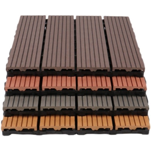 Plastic wood flooring outdoor balcony garden terrace wood grain splicing self-paving modified wooden floor snap board decorative floor