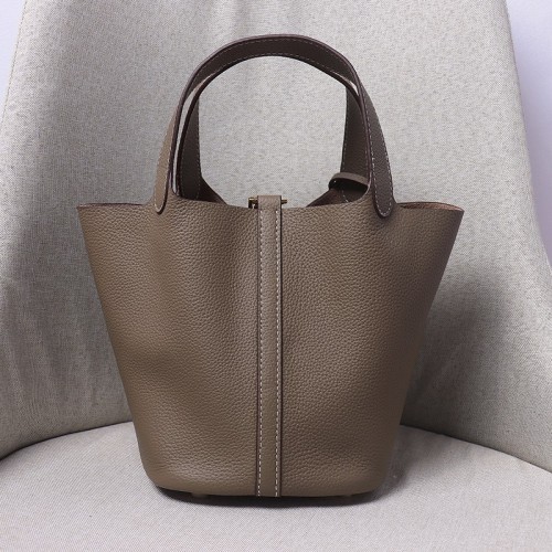 Upgraded version of Togo first-layer cowhide gold buckle vegetable basket bag women's bucket bag genuine leather handbag Gold