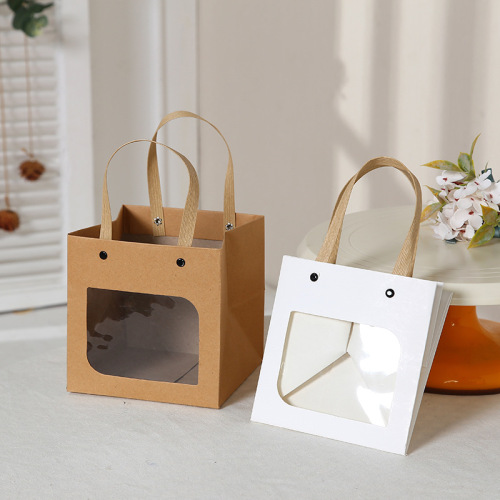 Simple gift bag ins internet celebrity baking bag cake square bottom kraft paper bag gift handbag wholesale