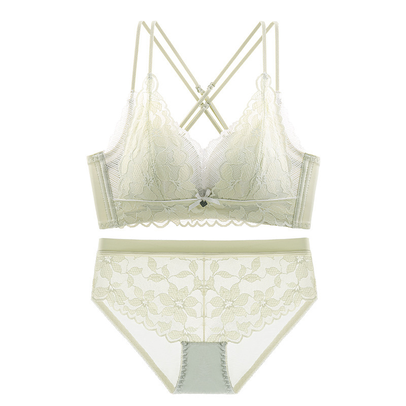 Small breasts reveal a big beautiful back, thickened super push-up bra, bra-supporting side breasts, non-wired underwear set for women