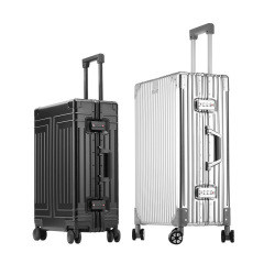 Multifunctional all-aluminum suitcase 24-inch solid color trolley case universal wheels male and female students password box aluminum frame suitcase