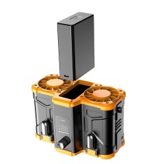 2024 waist-mounted fan with double air outlets, removable battery, portable clip-on electric fan for high-temperature work, outdoor welding site