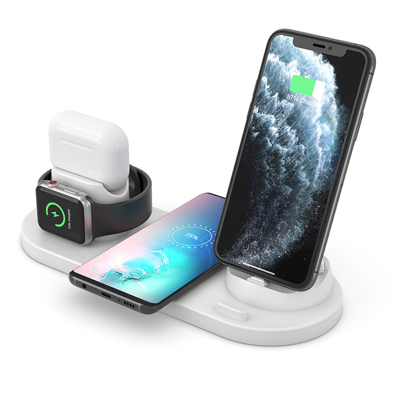 Hot selling mobile phone watch Bluetooth headset six-in-one charging base bracket multi-functional wireless charging fast charging bracket