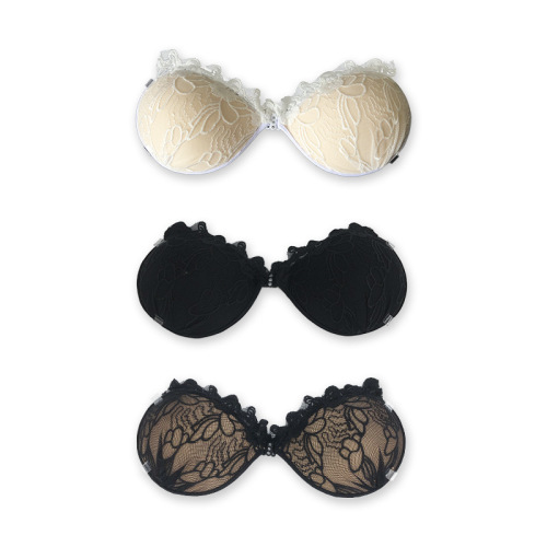 Lace palm chest sticker 3CM thickened invisible silicone bra white with shoulder straps seamless underwear small chest push-up sticker