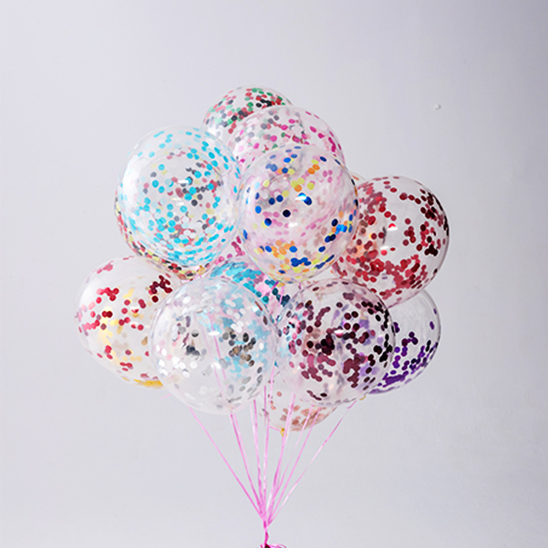 Cross-border wholesale micro-business small gift 12-inch transparent confetti round sequin balloon confetti sequin balloon