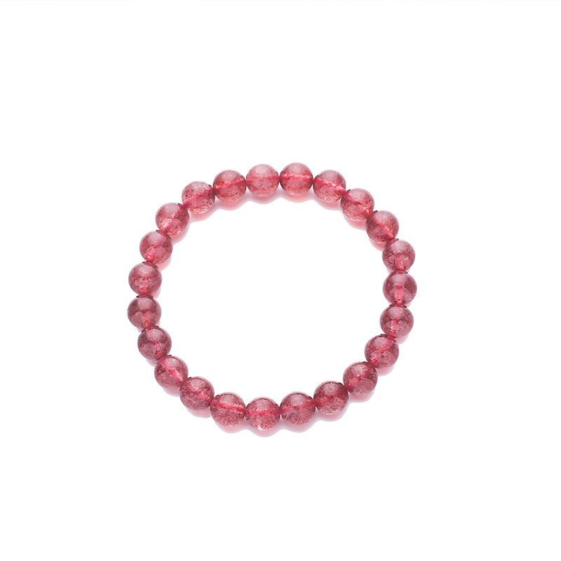 Ice Red Strawberry Crystal Bracelet Women's Peach Blossom Pink Natural Crystal Bracelet Loose Beads DIY Beaded Gift Accessories