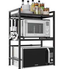 Telescopic microwave kitchen storage rack oven rack household rice cooker kitchen countertop double-layer storage rack