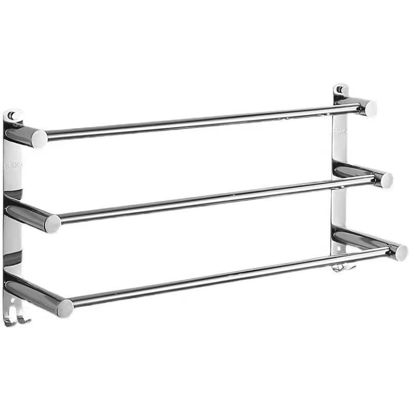 Towel rack without punching, bathroom storage rack, bath towel rack, bathroom toilet stainless steel hanging towel pole with hook