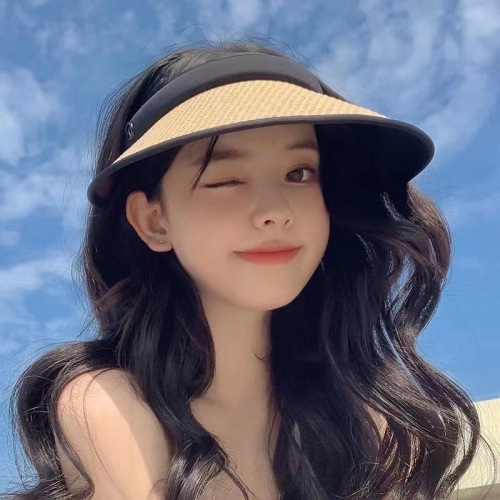ins new all-match empty top hat large brim vinyl sun protection sun hat raffia straw sun hat summer wholesale