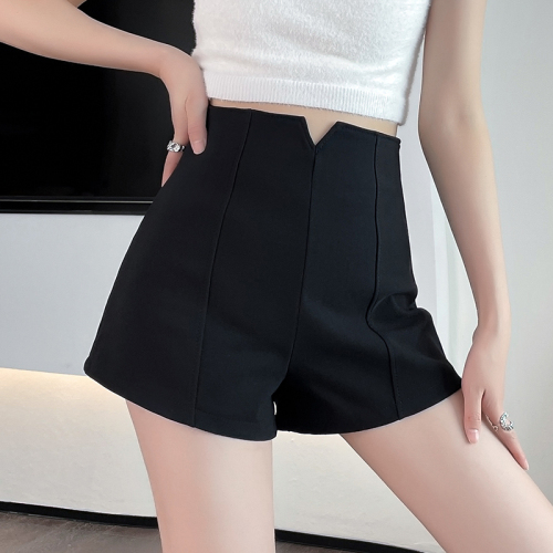 Hot girl shorts women's spring and summer new high waist hip slimming straight black tight hot pants trendy