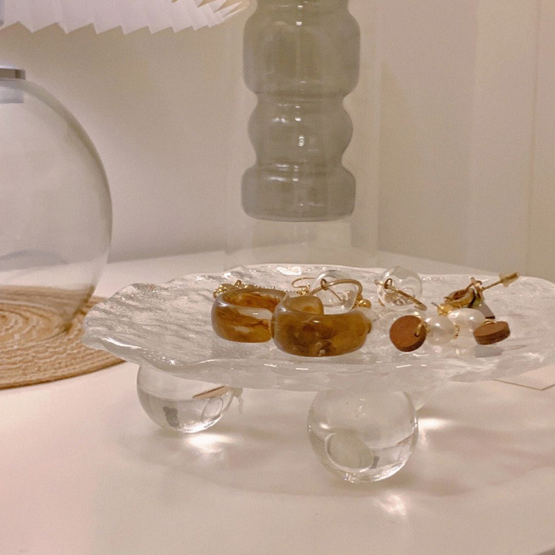Creative tall glass jewelry tray jewelry display tray storage tray jewelry pose decorative tray photo props