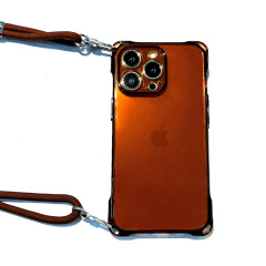 Four-corner hole mobile phone case iPhone 15 promax lanyard can be worn diagonally, suitable for Apple 14 anti-fall 11 protective case