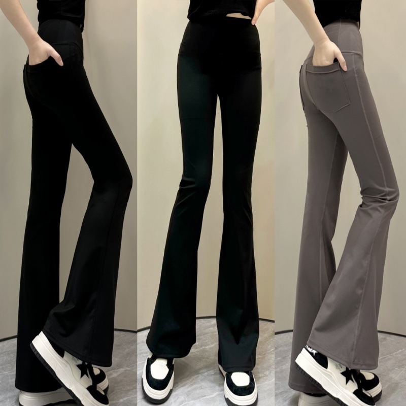 Shark pants micro-flared leggings women's pocket outer wear slim fit thin high waist tummy control butt lifting Barbie pants flared pants