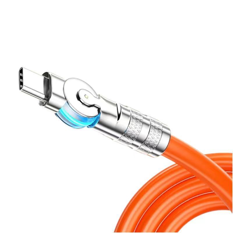 120W Zinc Alloy 180 Degree Rotating Mechanical Data Cable Suitable for Huawei Apple Xiaomi Mobile Phone Charging Cable Silicone