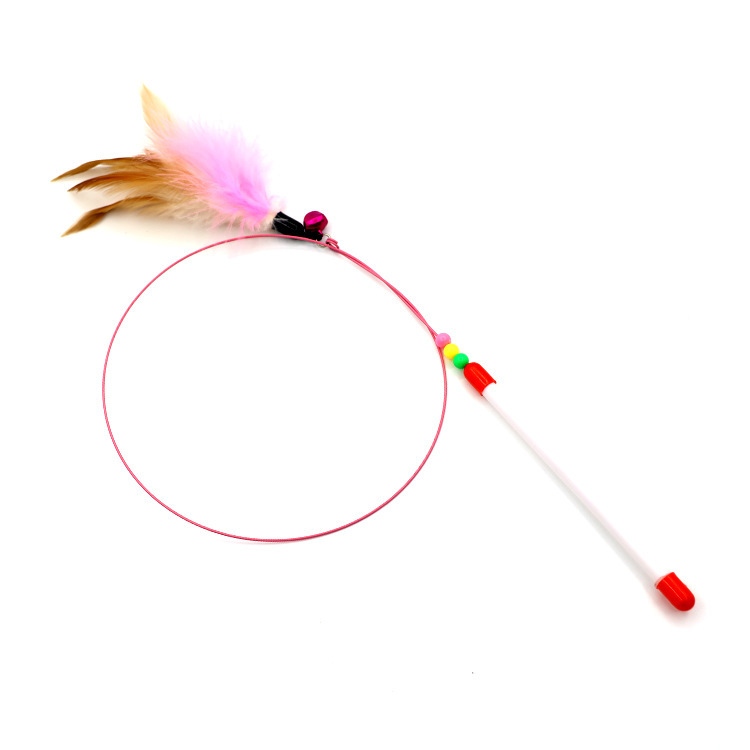 Funny cat stick, wire bell, feather replacement head, one-piece pet cat self-pleasure toy supplies