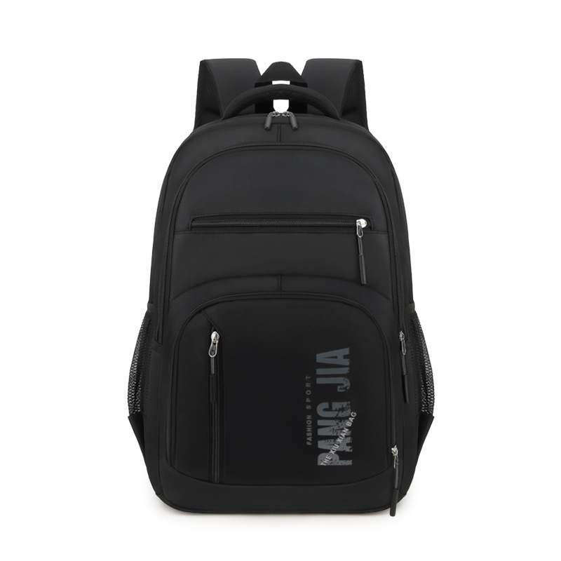 2023 New Men's Business Casual Backpack Backpack Black Simple Letter Student School Bag Foreign Trade Cross-Border Model