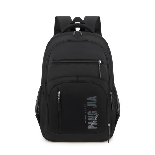  New Men's Business Casual Backpack Backpack Black Simple Letter Student School Bag Foreign Trade Cross-Border Model