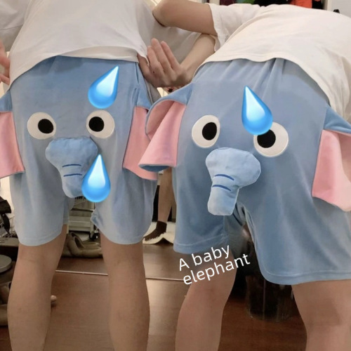 Summer cute flying elephant trunk cartoon pink pig shorts and underwear creative plush home couple men and women pajamas