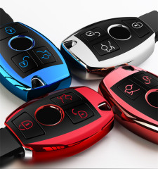 Suitable for Mercedes-Benz key protective cover C200L/C-class tpu car key bag glc260glk300 silicone shell buckle
