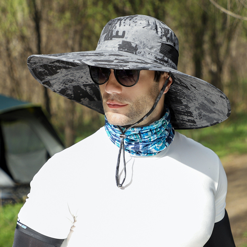 Big head hat men's summer outdoor sunshade large size fisherman hat large size big face sun protection fisherman hat women factory store