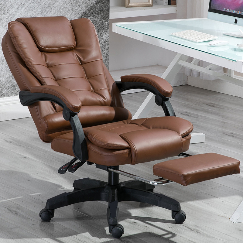 Computer chair, office chair, lazy learning massage chair, boss chair, reclining home footrest leather chair, ergonomic swivel chair