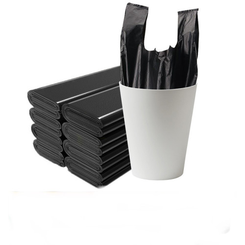 Household garbage bag portable thickened black disposable garbage bag large, medium and small kitchen vest-style plastic bag