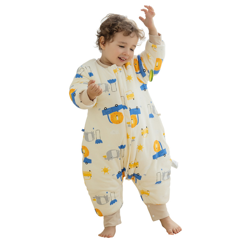 2024 New Baby Sleeping Bag Autumn and Winter Thickened Pure Cotton Baby Sleeping Bag Air-conditioned Room Anti-kick Children's Sleeping Bag Split Legs