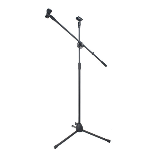 Microphone floor stand reinforced nylon vertical karaoke microphone stand live broadcast double clip floor-standing tripod microphone stand