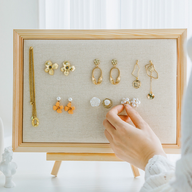 Log photo frame jewelry display rack earring storage rack wall hanging earring rack board jewelry display stall display props