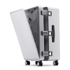 New 28-point side-opening trolley case, all-aluminum suitcase, multi-functional business men's password box, solid color suitcase