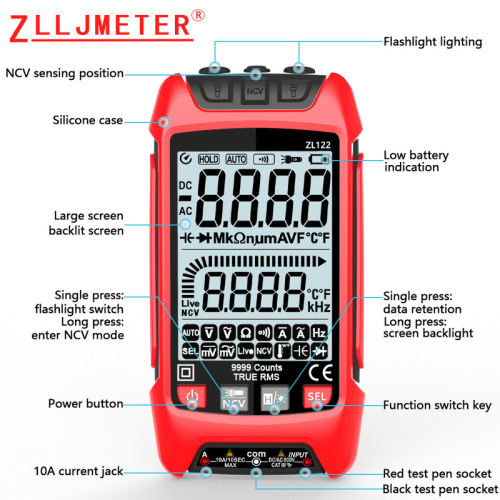 Digital high-precision intelligent anti-burn multimeter fully automatic electric meter repair electrician special small portable multimeter