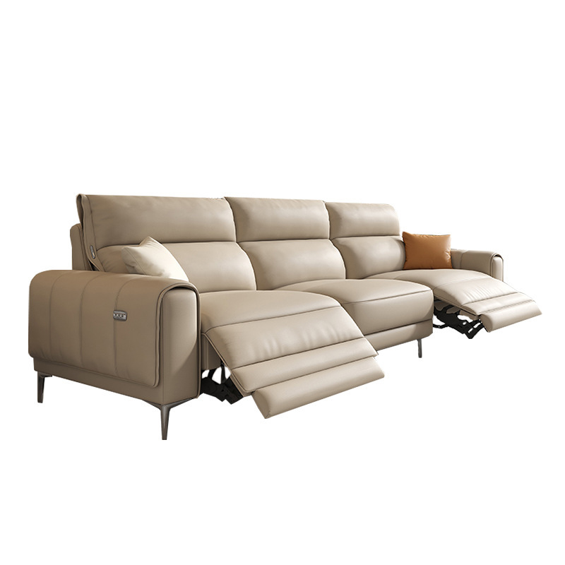 Foshan Furniture Factory zero wall electric sofa genuine leather first layer cowhide multifunctional straight living room Italian sofa